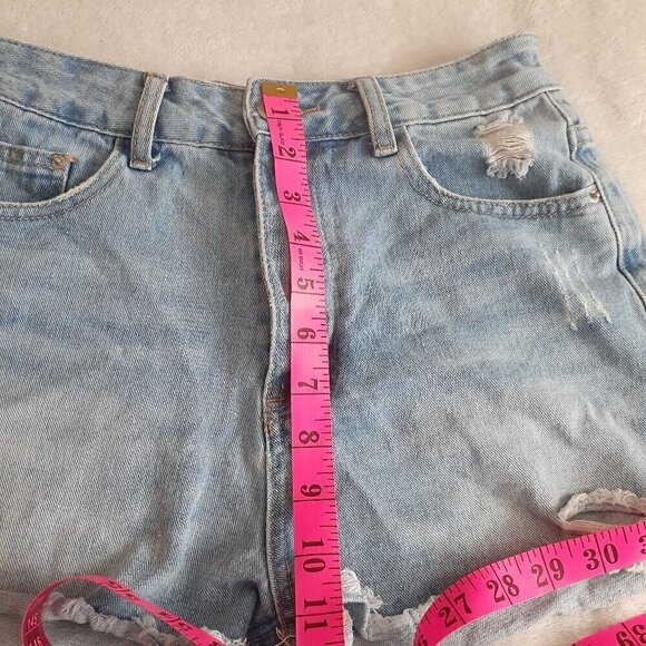 SHEIN Women's Size Small Light Wash High Rise Cut Off Distressed Jean Shorts - Picture 9 of 10